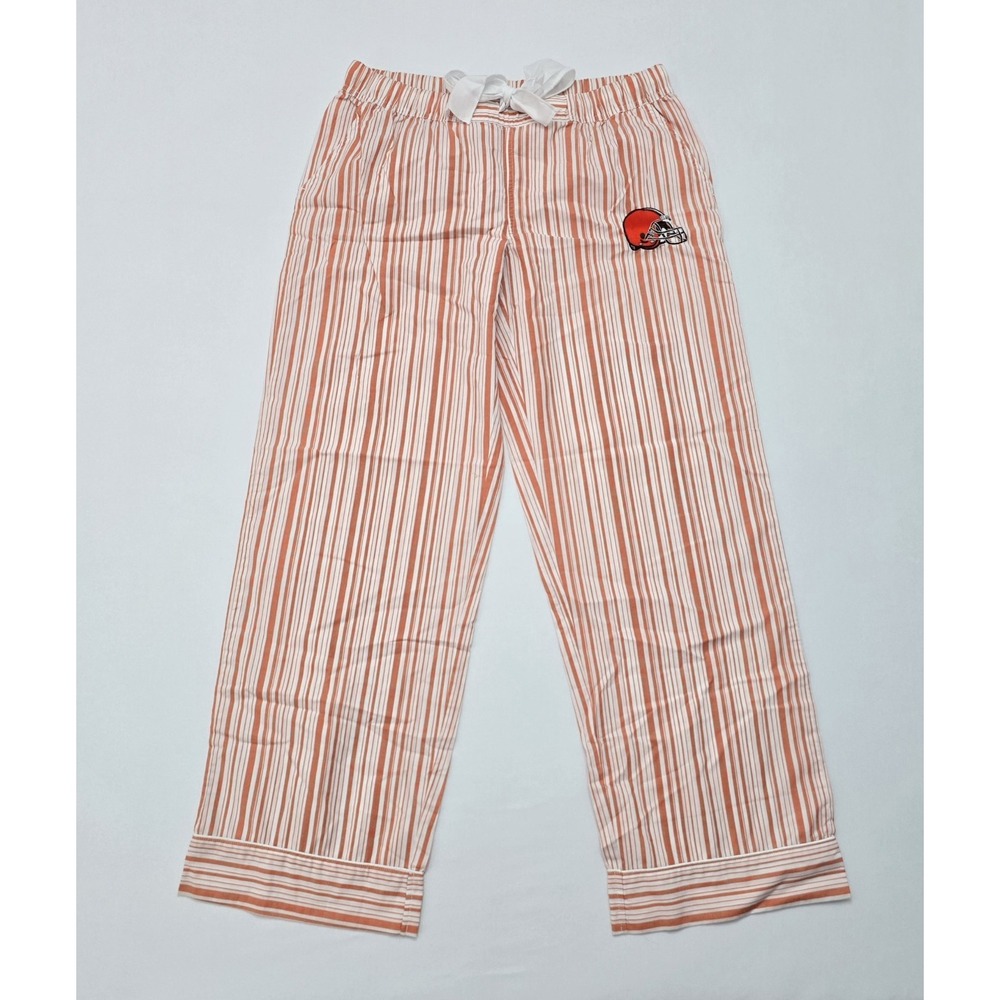 NFL Cleveland Browns Pajama Pants Orange White Striped Womens Medium